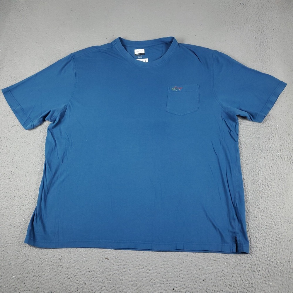 Greg Norman Mens 2XL Blue Shark Logo Pocket T Shirt Short Sleeve Casual Tee